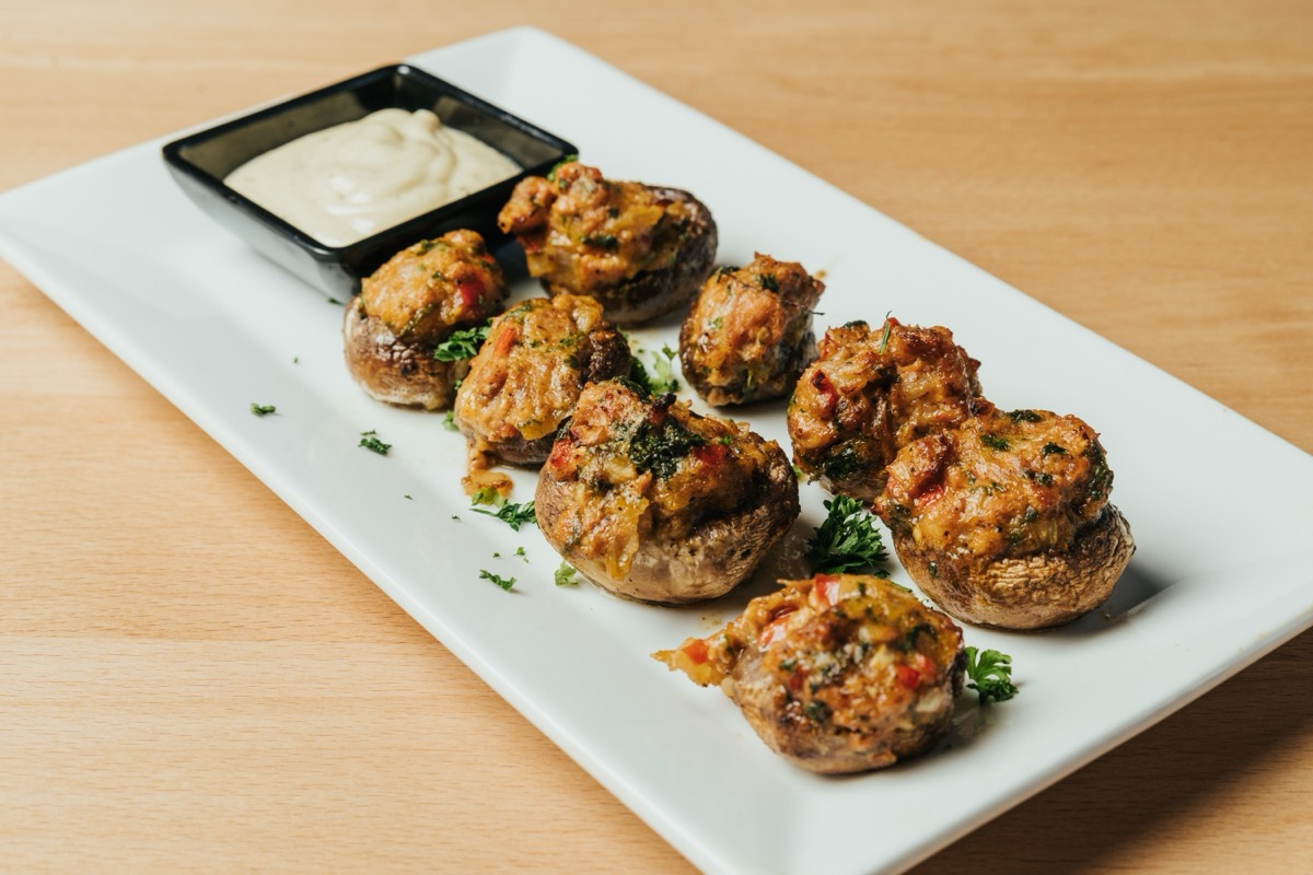 Roasted mushrooms stuffed with chorizo and cheese