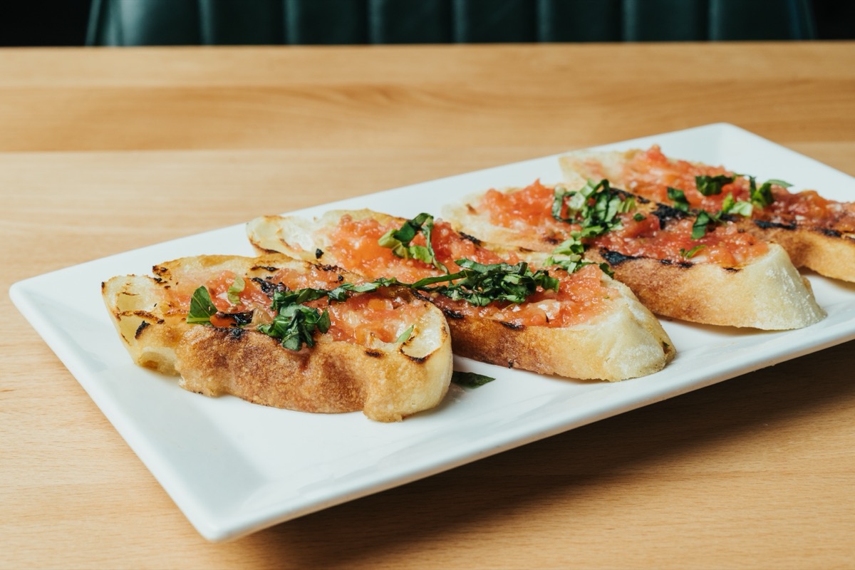 Pan con Tomate with fresh tomato, garlic and basil on toasted ciabatta