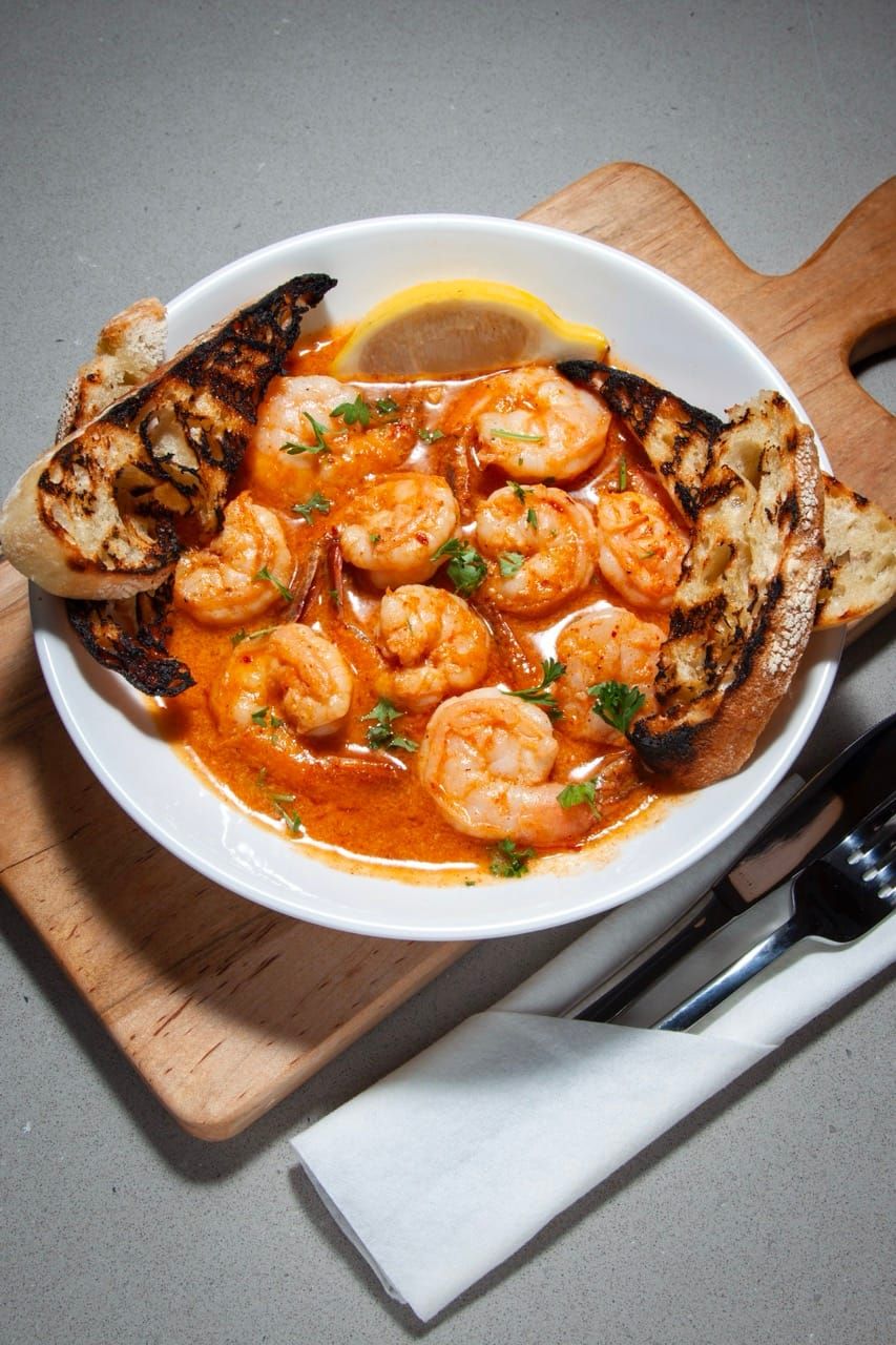 Spanish garlic shrimp with olive oil, smoked paprika and lemon