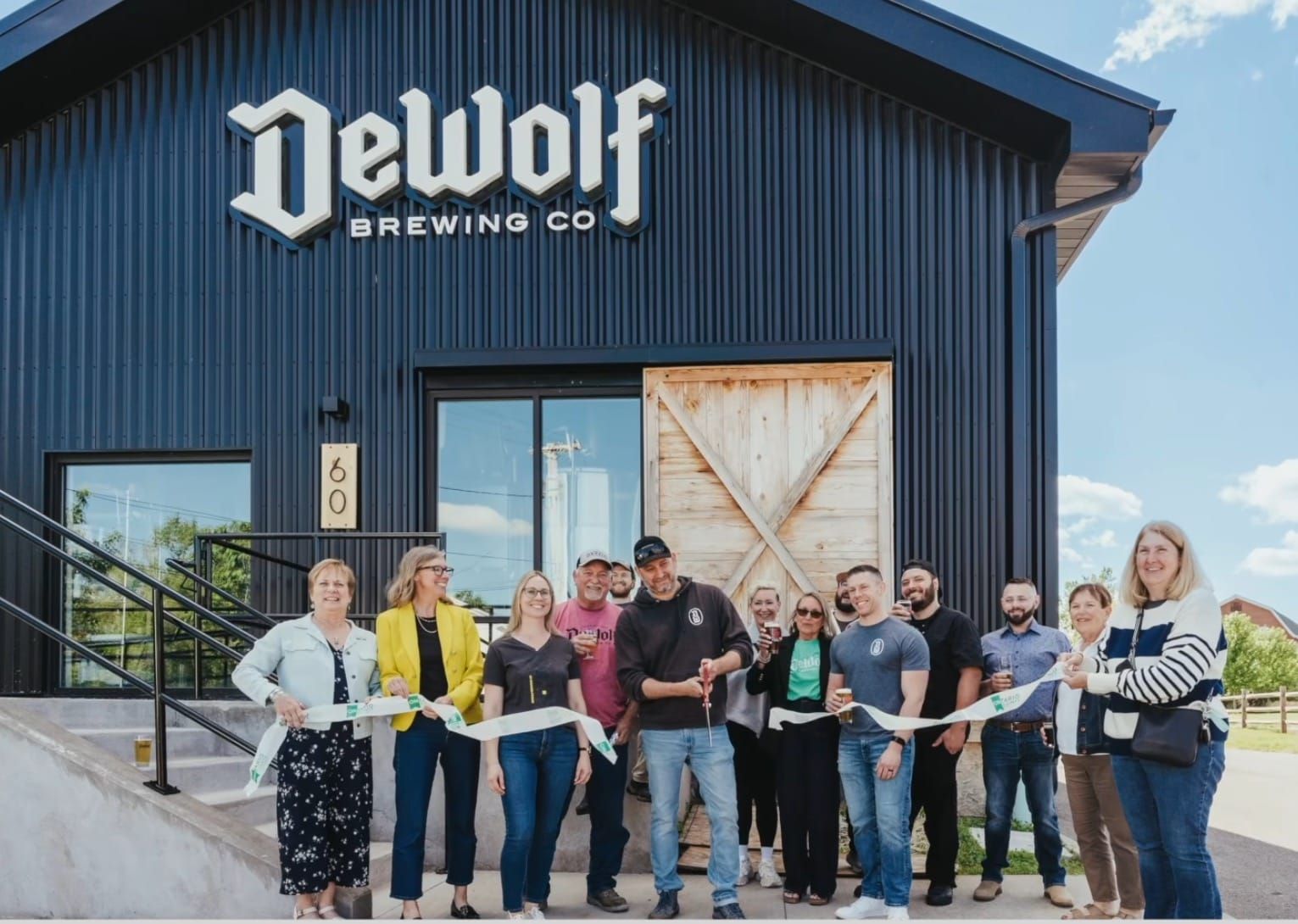 DeWolf Brewing Company's ribbon-cutting celebration outside the brewery in Victor, NY